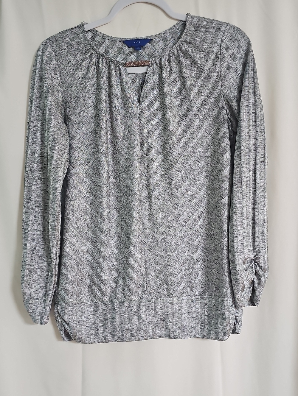 Apt. 9 Gray Marled Long-Sleeve Scoop Neck Pullover - Picture 1 of 8